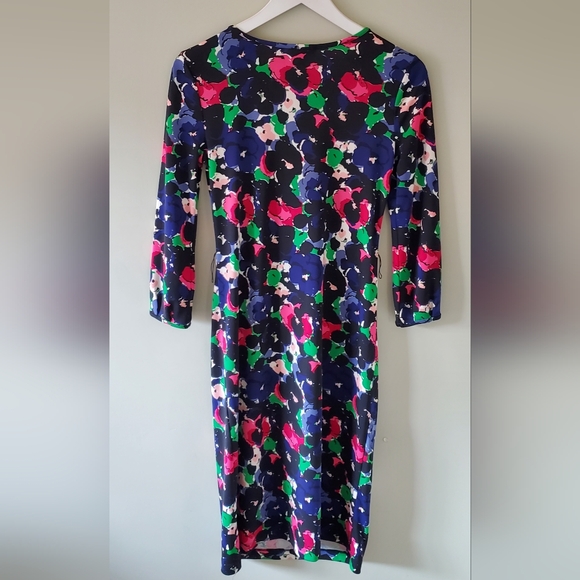 NWT Talbots XSP Whimsigoth Retro Floral Artsy 3/4 Sleeve Jersey Knit Shift Dress - Picture 8 of 11
